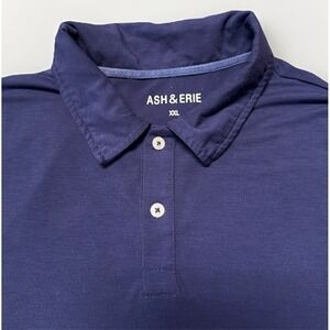 Ash & Erie Polo Shirt Mens XXL Blue Performance Stretch Smart Casual‎ Minimalist